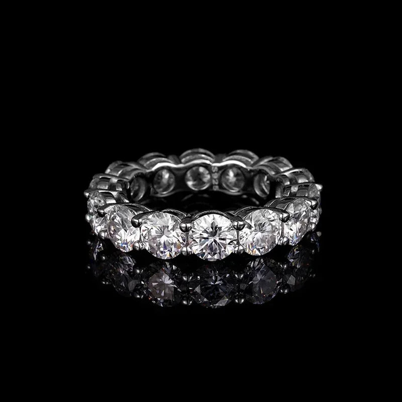 NeeTim 5mm Full Moissanite Ring for Woman Wedding 925 Sterling Silver Rings Lab Diamond Engagement Eternal Band Fine Jewelry Vera Lux