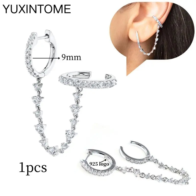 925 Sterling Silver Ear Needle Fashion Hoop Earrings White Crystal Luxury Women's Silver Earrings Wedding Women's Jewelry Gift Vera Lux