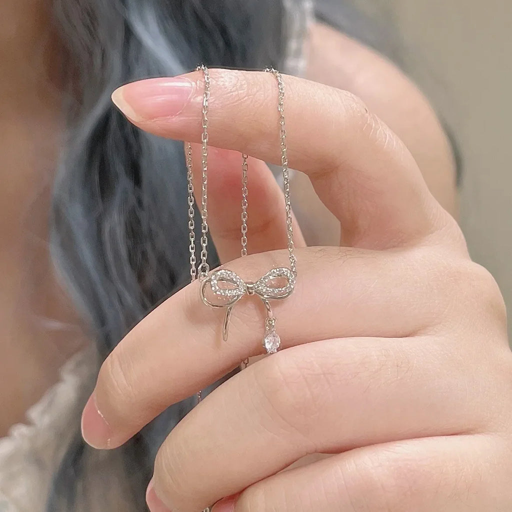Y2K Crystal Butterfly Pendant Necklace Women Light Luxury Egirl Punk Heart Grunge Clavicle Chain Fashion Jewelry Party Gift 2023 Vera Lux