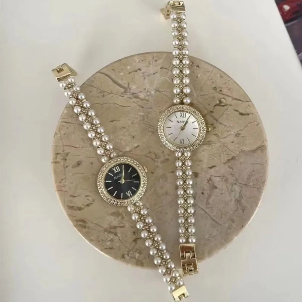 Pearl Studded Strap Women Watch Luxury Ladies Gift Bracelet Watch Fashion Quartz Wristwatches Dropshipping Relojes Para Mujer Vera Lux
