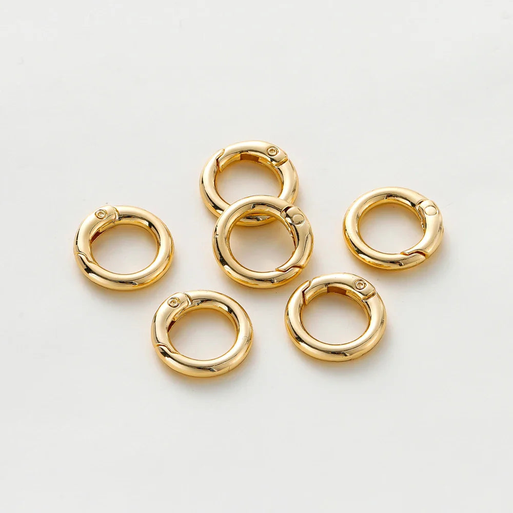 5Pcs 20mm 14K 18K Gold Plated O Ring Spring Clasps Openable Round Keychain Hook Charms Pendants Connector For DIY Jewelry Making Vera Lux