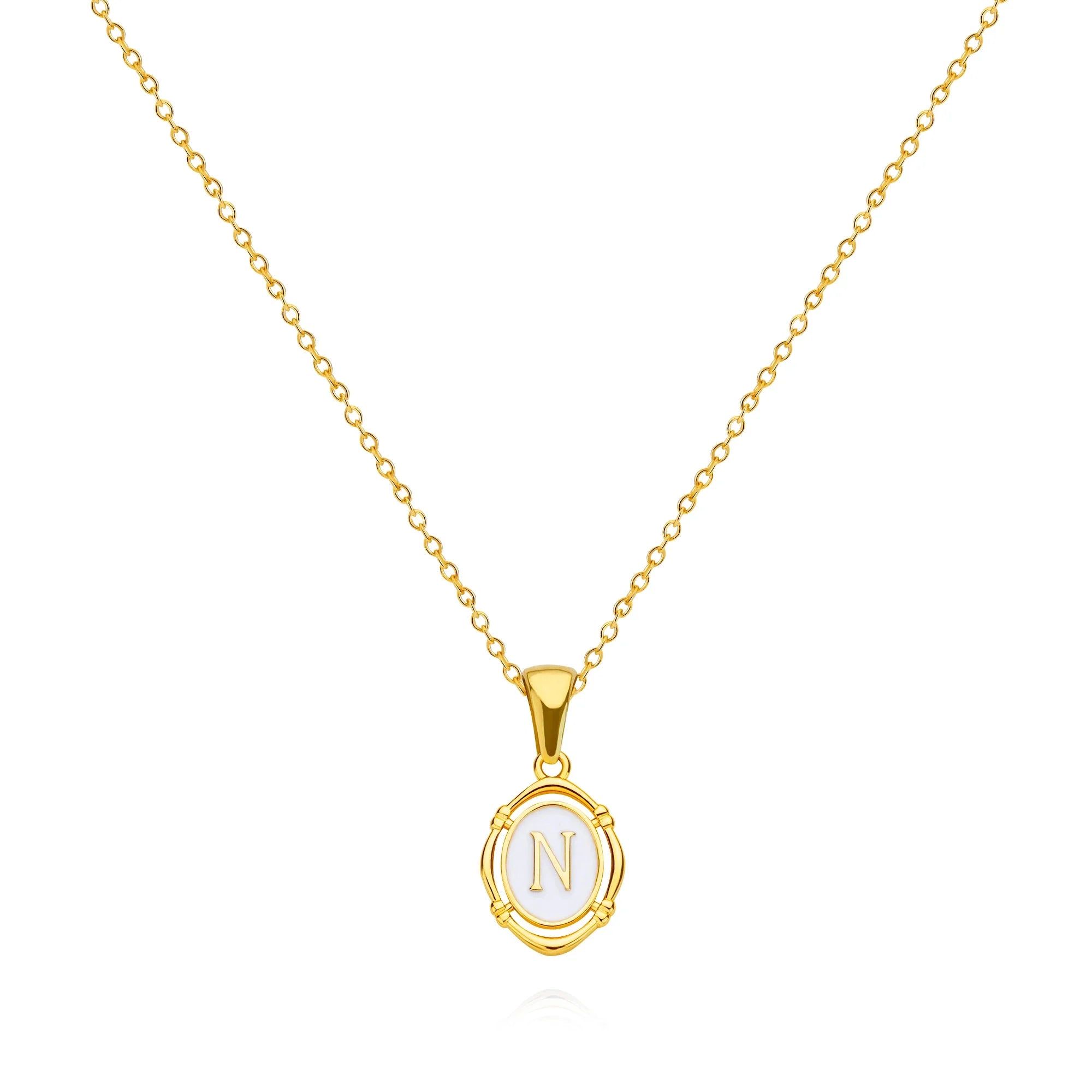 A-Z Letter Initial Enamel Necklace For Women Gold Color Stainless Steel Chain Exquisite Pendant Necklace Fashion Jewelry Gift Vera Lux