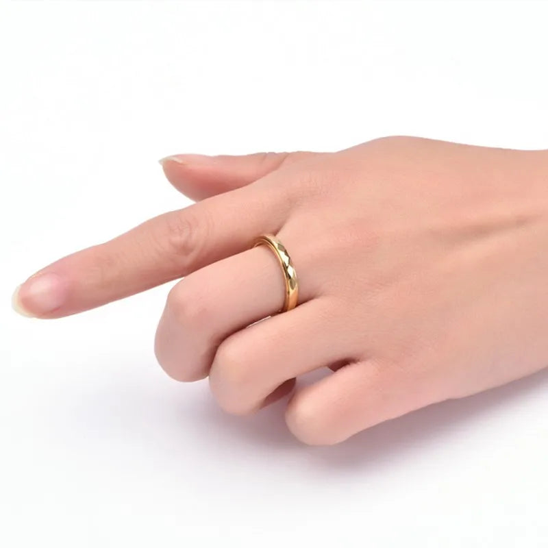 3mm Thin Stainless Steel Faceted Spinner Ring Wedding Band for Women Girl Size 5-12 Vera Lux