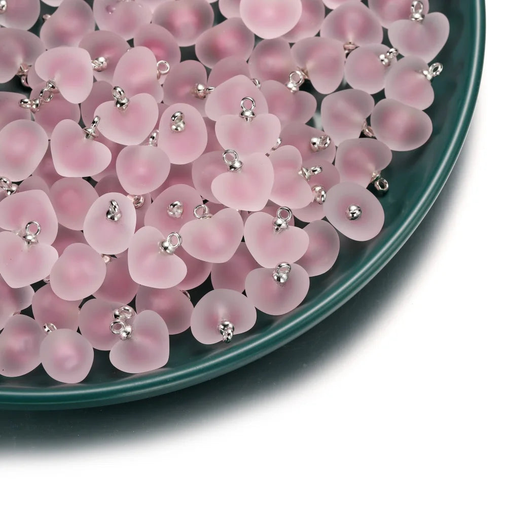 10Pcs/Lot Resin Frosted Colorful Heart Charms Bracelet Earrings Necklace Jelly Beads Pendant For DIY Jewelry Making Supplies Vera Lux