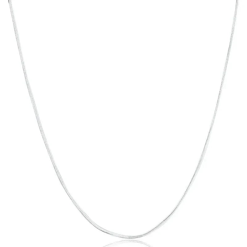 16-30inches 925 Sterling Silver Necklace 2MM Charms Wedding Party Flat Snake Chain Cute for Women Men Fashion Fit Pendant Vera Lux