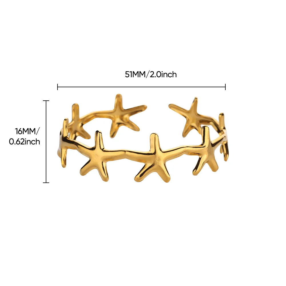 Minimalist Starfish Bangles For Women Lucky Stainless Steel Cuff Bracelets 2024 Trend Female Charm Jewelry Wrist Accessories BFF Vera Lux
