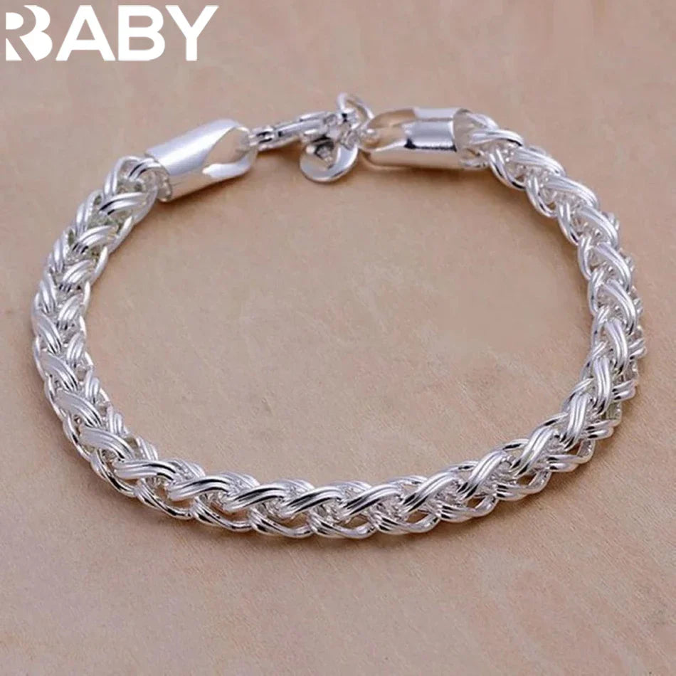 Wholesale 925 Sterling Silver Bracelets Jewelry chain women lady men 6mm 4MM high quality valentine gift beautiful factory price Vera Lux