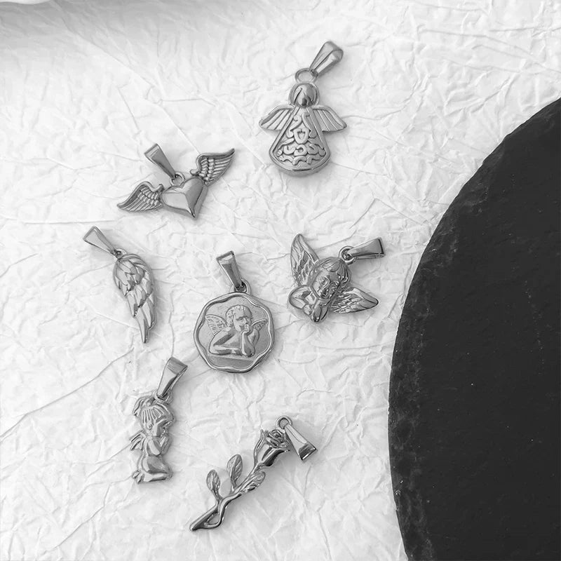 Tarnish Free Pendant Angel Cross Heart Diy Stainless Steel Gold Plated Vintage Charm for Women Necklace Jewelry Making Vera Lux