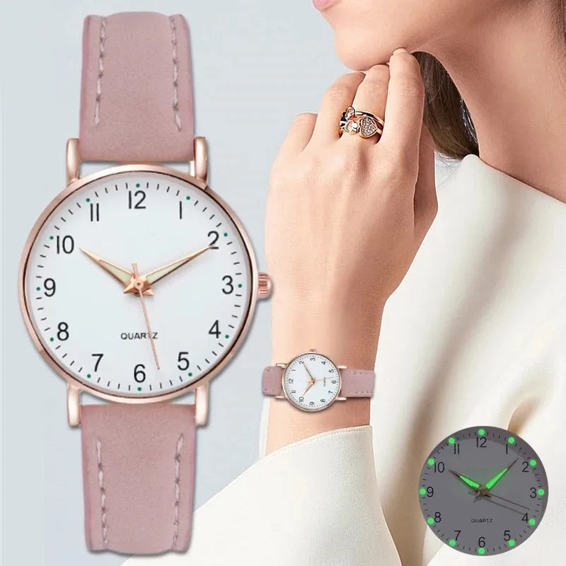 Fashion Women Watches Casual Arabic Dial Ladies Leather Band Quartz Watch Reloj Mujer Girls Clock Gift Vera Lux