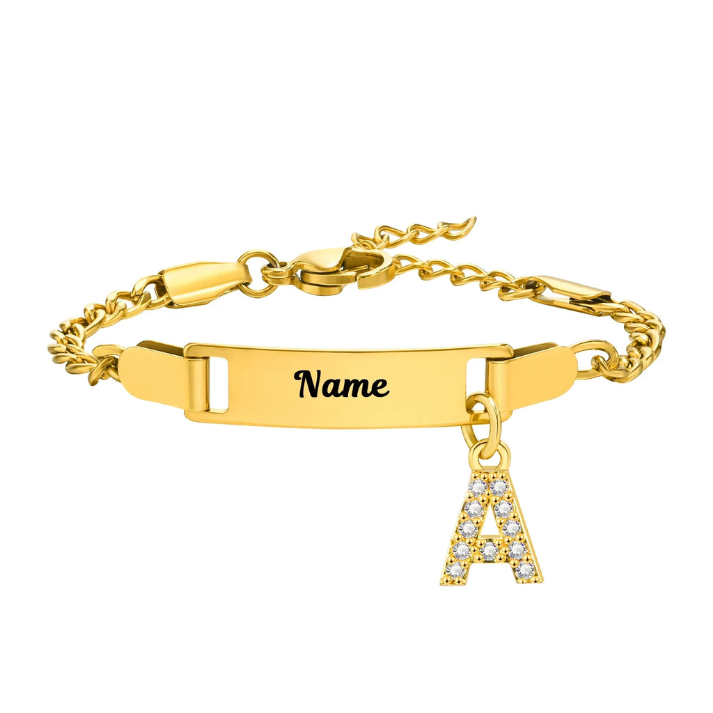 Personalized Name Bracelet With Initials for Boy Girl, Free Engraving Date ID Wristband Birthday Gift Vera Lux