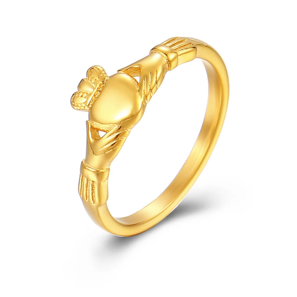 New Claddagh Rings Custom His Her Wedding Band Stainless Steel Initial Irish Love Ring for Friend,Friend,Husband,Wife,Lover Vera Lux