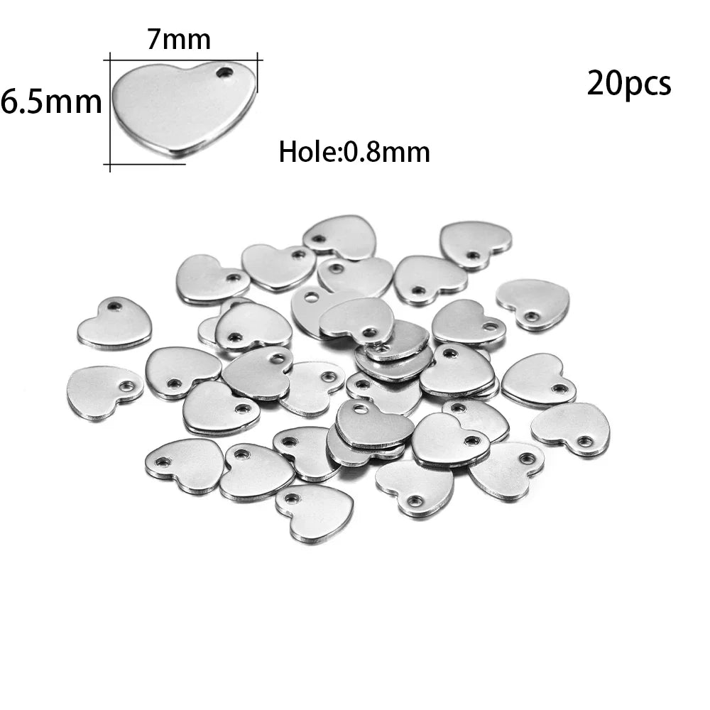 10-50Pcs Gold Stainless Steel Customized Dog Tag Heart-Shaped Oval Blanks Charm Pendant Charms For DIY Jewelry Making Supplies Vera Lux