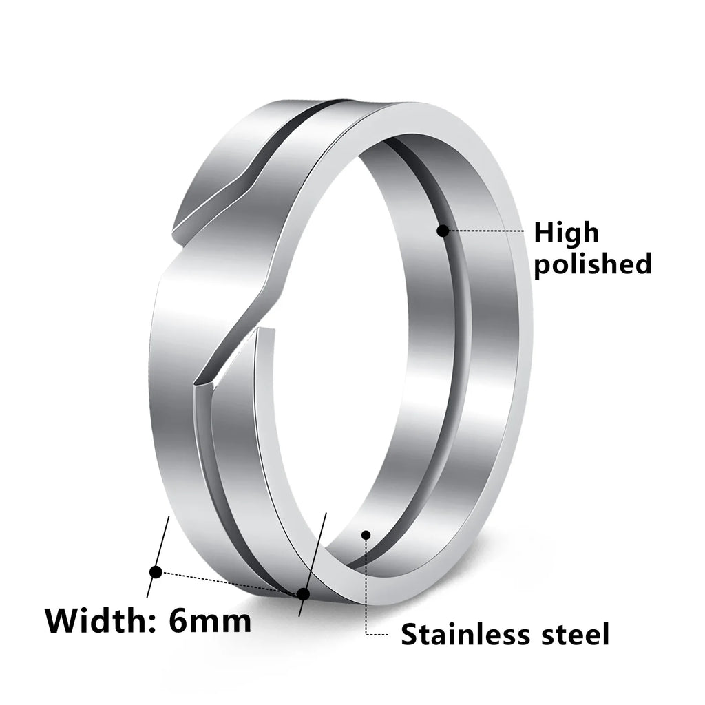 Kissmoon Minimalist Fashion Geometric Slanted Notch Couple Stainless Steel Ring for Men Women Wedding Band Party Jewelry Gifts Vera Lux