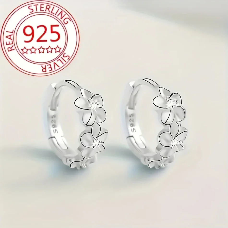 925 Sterling Silver Hoop Earrings With Sweet Flower Design Great For Everyday Wear Holidays And Gifts Vintage Bohemian Style Vera Lux