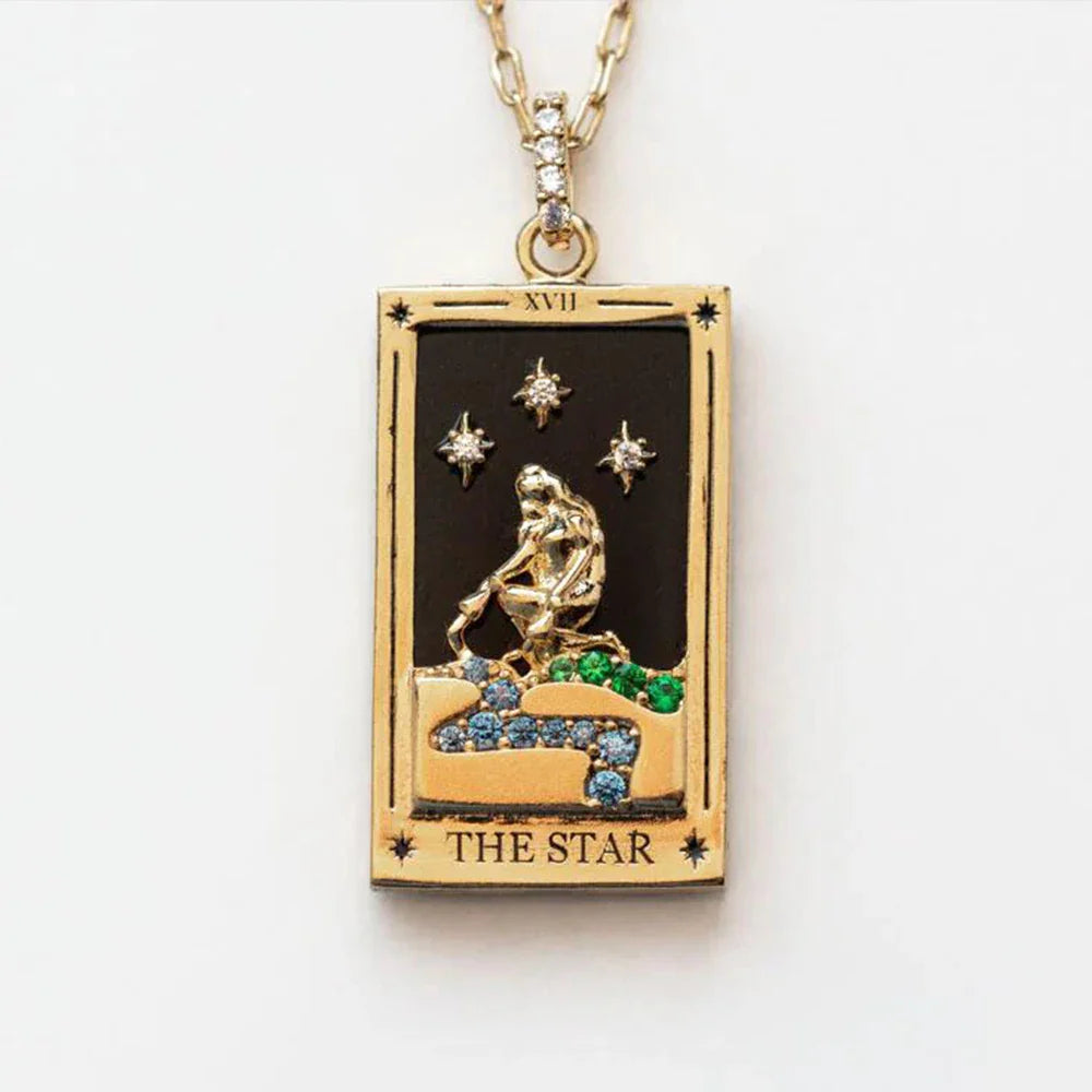 1Pcs Necklace Creative Pendant Tarot Card Elements Sun Star Moon Knight Necklace Pendant Fashion Trendy Accessories Vera Lux