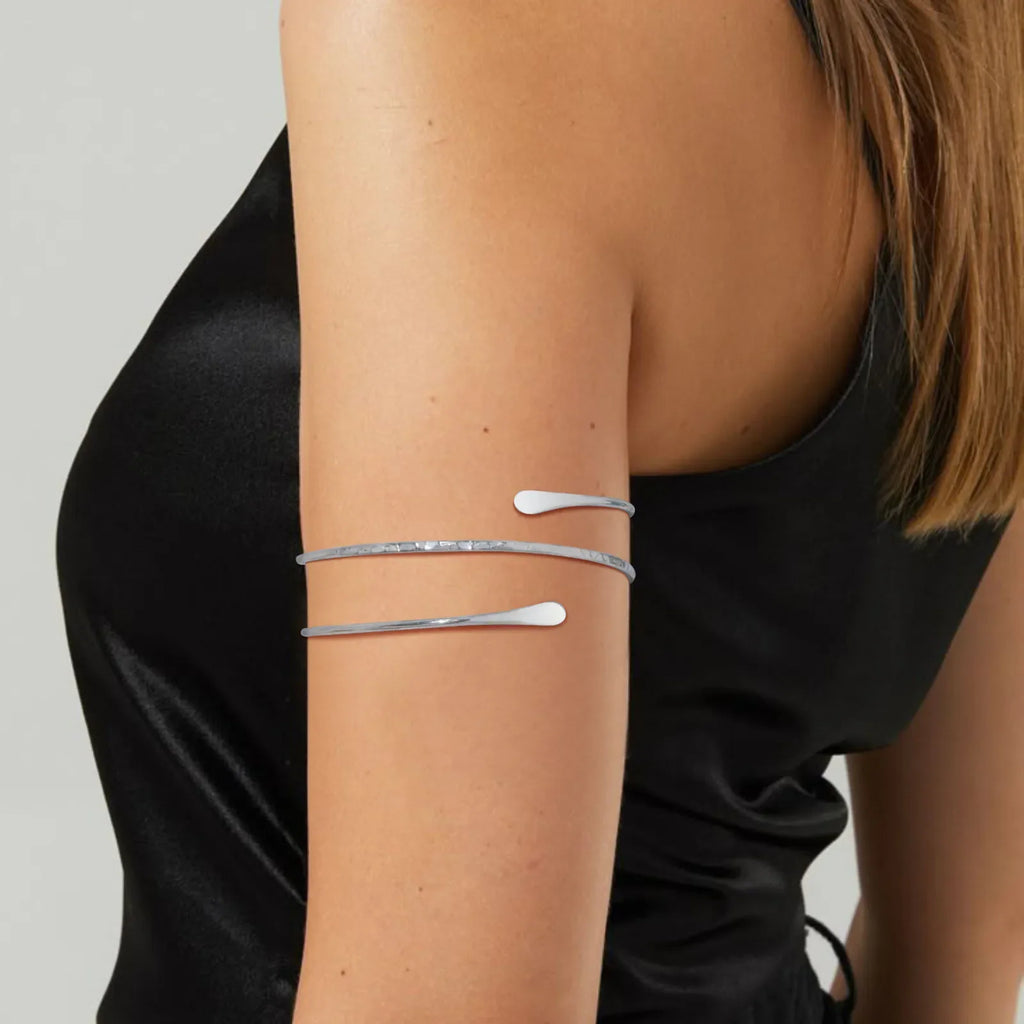Upper Arm Cuff Bracelet for Women, Minimalist Gold Plated Armband Statement Party Armlets Jewelry Vera Lux