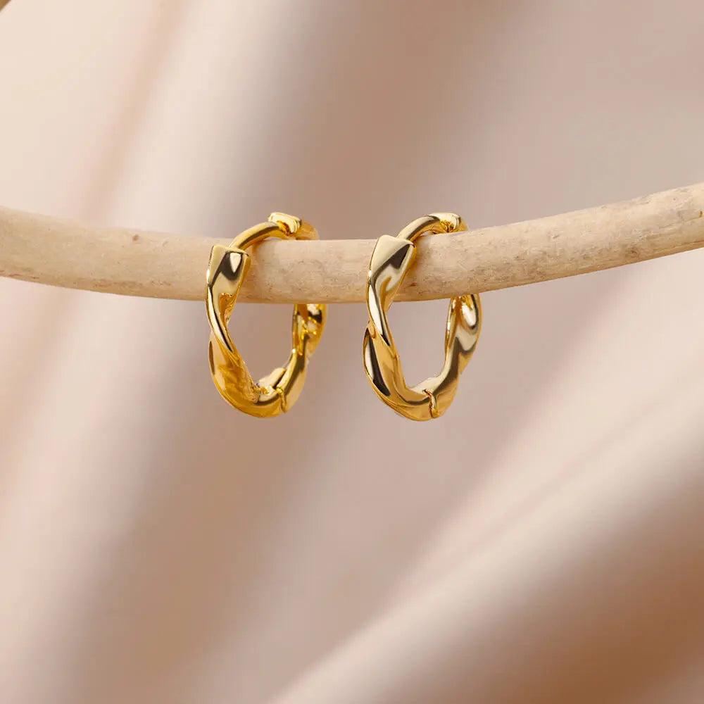 Stainless Steel Hoop Earrings For Women Gold Color Geometric Square Zircon Earring Female Wedding Aesthetic Jewerly Gift mujer Vera Lux