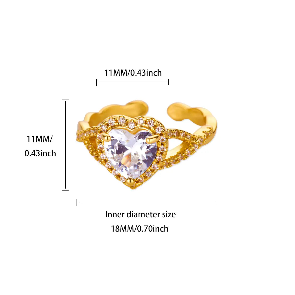 Punk Red Zircon Heart Rings for Women Stainless Steel Gold Color Cheap Open Ring 2025 New Fashion Wedding Couple Jewelry Gift Vera Lux