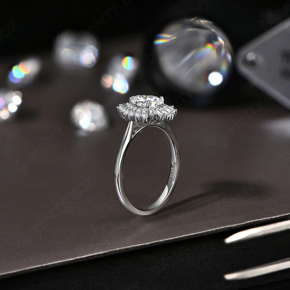 MINTYBOX Pear Shape S925 Silver D VVS1 Moissanite Diamond Rings For Women 18K GOLD Plated Engagement Fine Jewelry Certificated Vera Lux