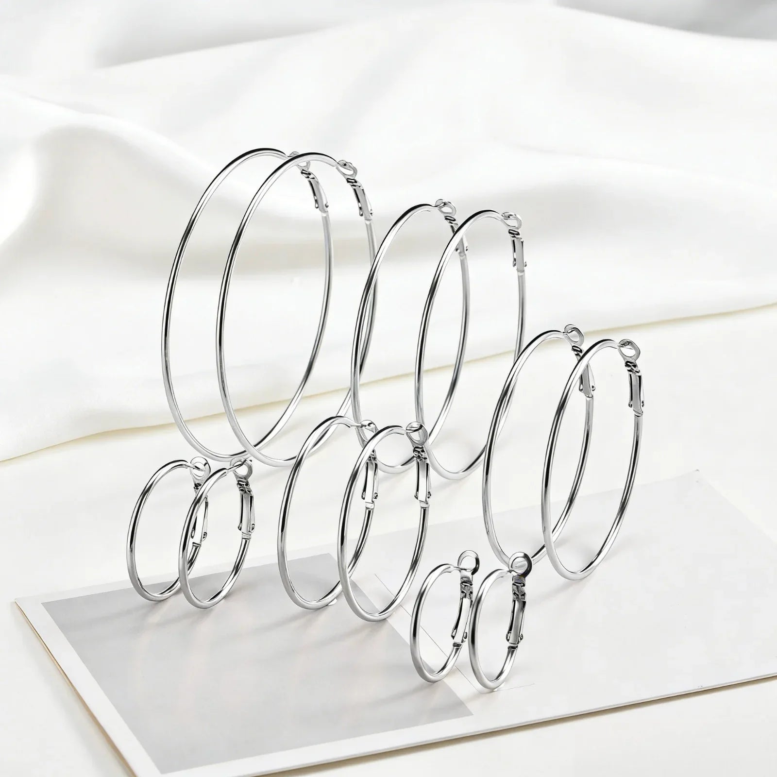Classic Stainless Steel Big Circle Hoop Huggie Earrings for Women, 25mm/30mm/40mm/50mm/60mm/70mm Vera Lux
