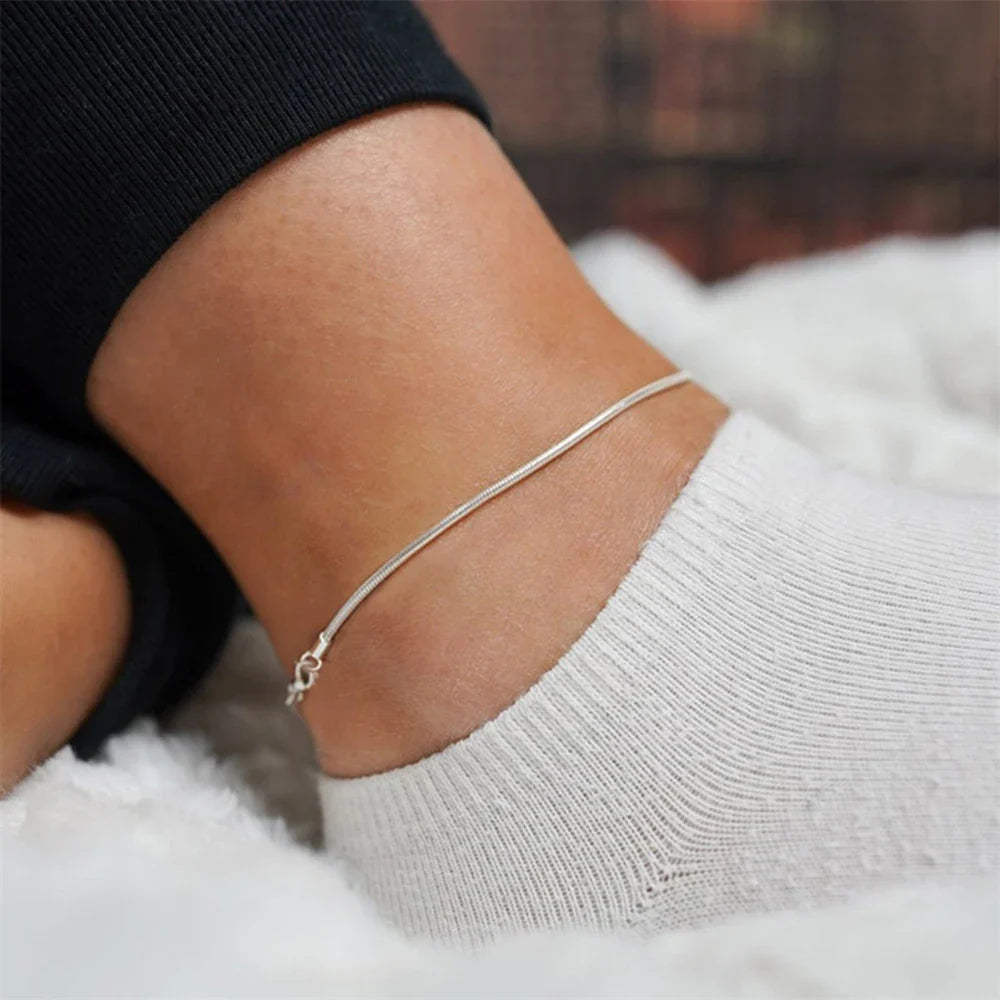 SUNIBI Stainless Steel Snake Chain Anklet for Women Not Allergic Adjustable Sexy Leg Foot Bracelet Gifts Accessorie Dropshipping Vera Lux