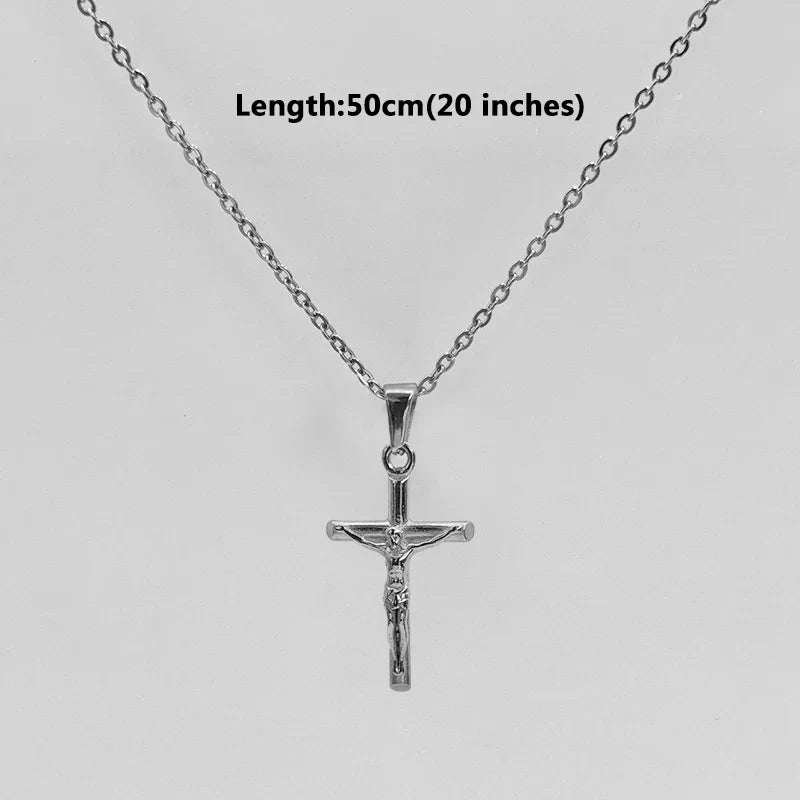 Jesus Cross 18k Gold Plated Stainless Steel Pendant Necklace For Men Unisex Religious Waterproof  Jewelry Accessories Vera Lux