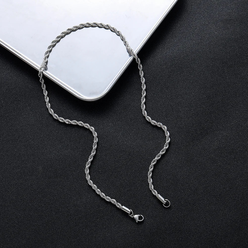 2-6MM Stainless Steel Necklace For Women Men Never Fade Waterproof Twisted Rope Chain Fashion Jewelry 16-30 inches Vera Lux