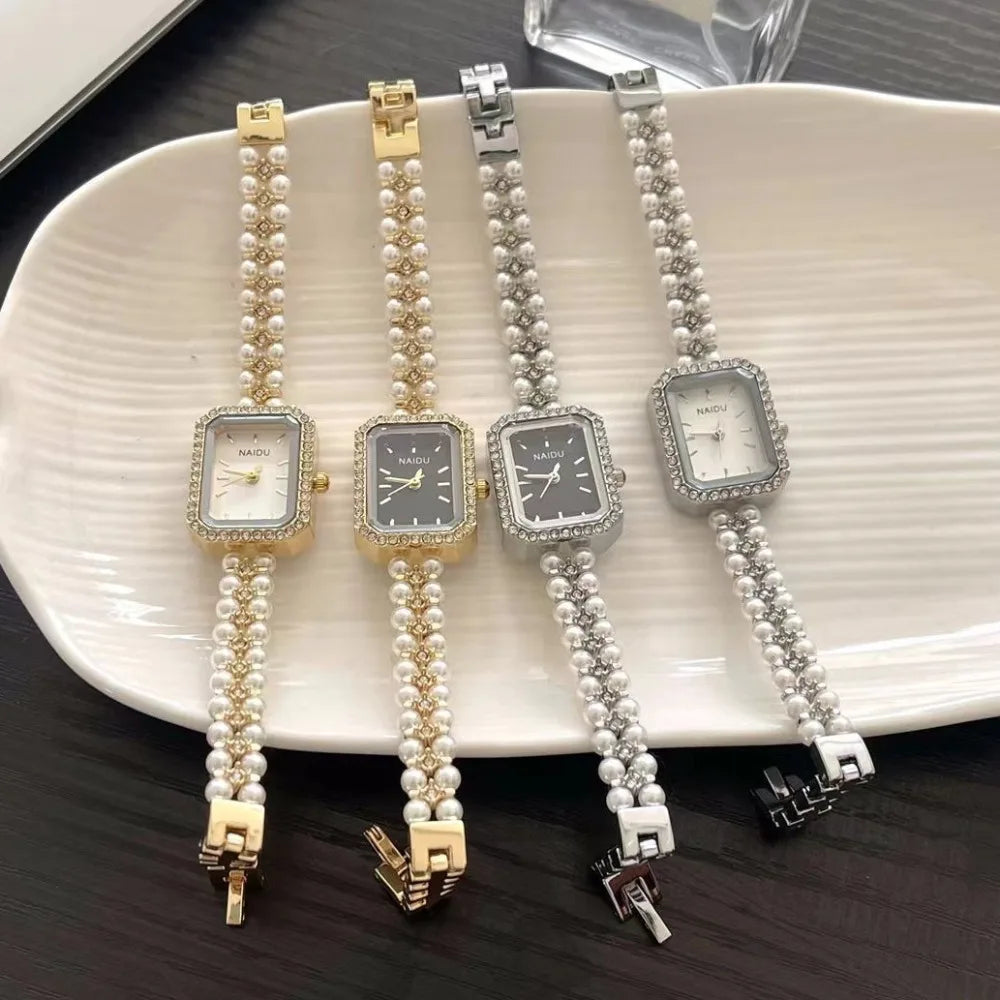 Pearl Studded Strap Women Watch Luxury Ladies Gift Bracelet Watch Fashion Quartz Wristwatches Dropshipping Relojes Para Mujer Vera Lux