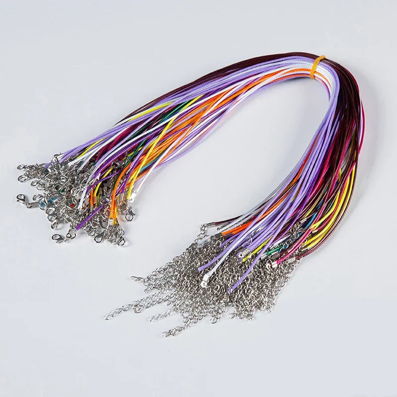 100Pcs Colorful Wax Leather Snake Necklace Women Men Cord String Rope Wire Extender Chain For Jewelry Making Bulk Wholesale Vera Lux
