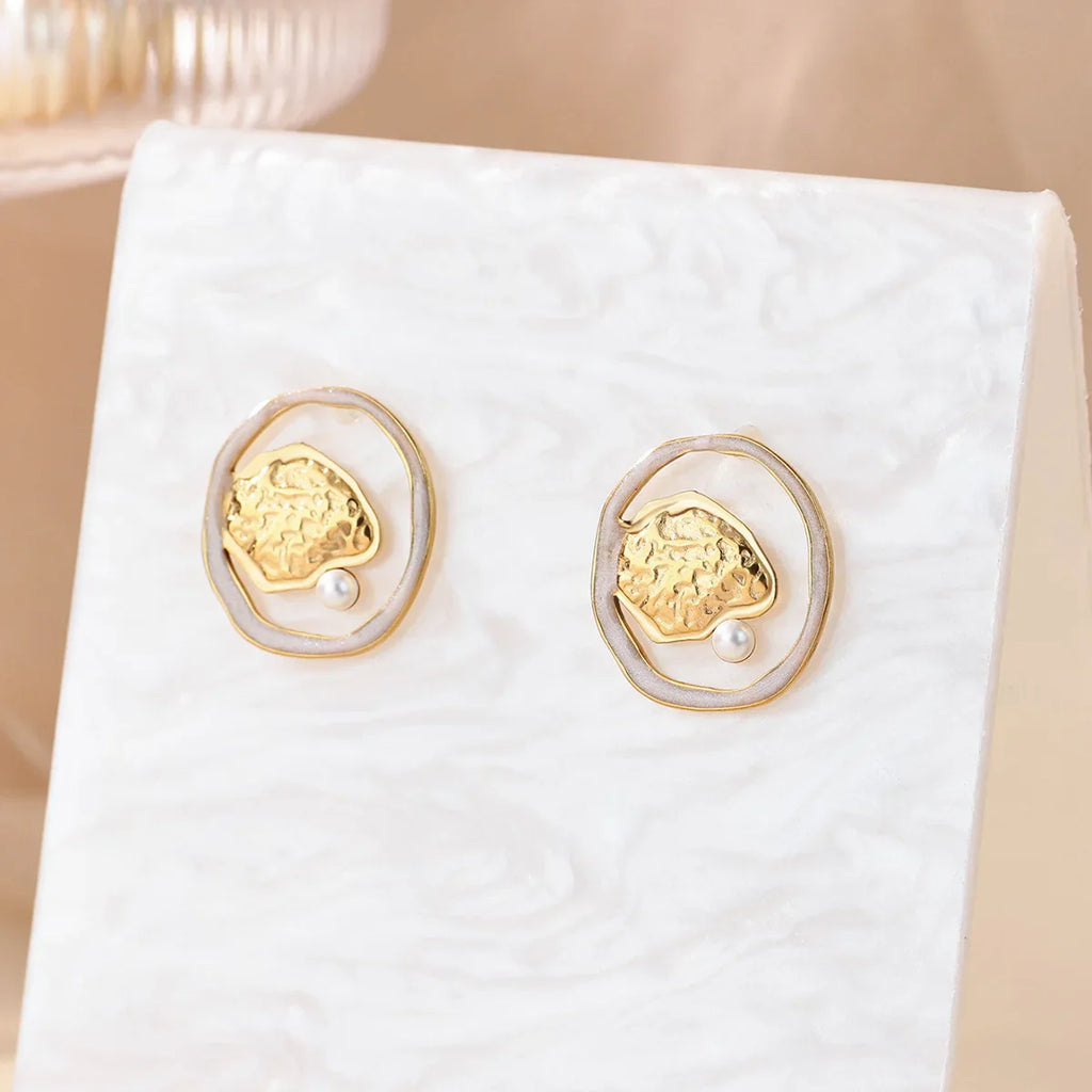 Zircon Geometric Hoop Earrings for Women Stainless Steel Gold Color Piercing Earring 2025 New Fashion Wedding Couple Jewelry Vera Lux
