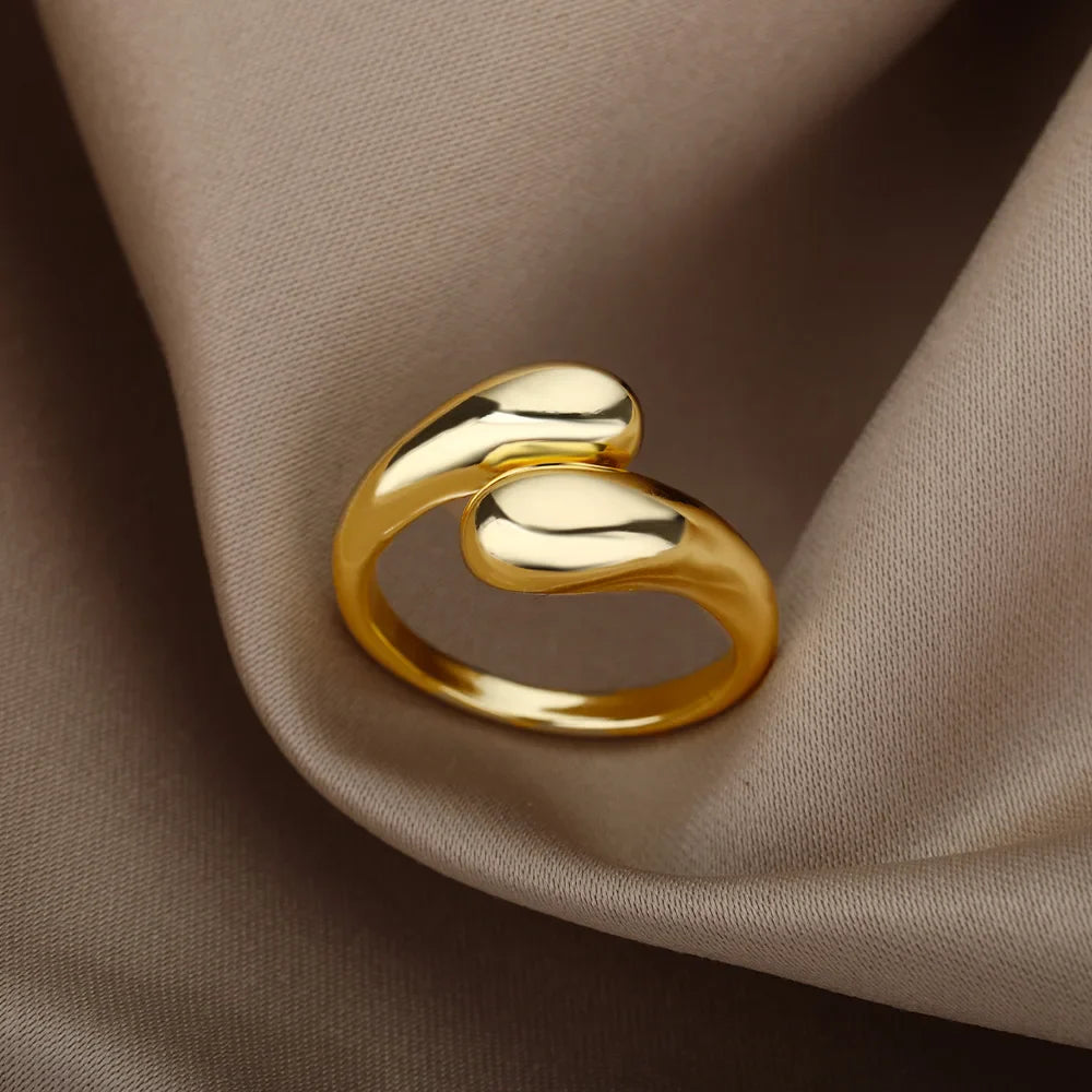 Stainless Steel Rings for Women Waterproof Open Gold Color Ring Wedding Couple Band Jewelry Gifts Free Shipping Items anillos Vera Lux