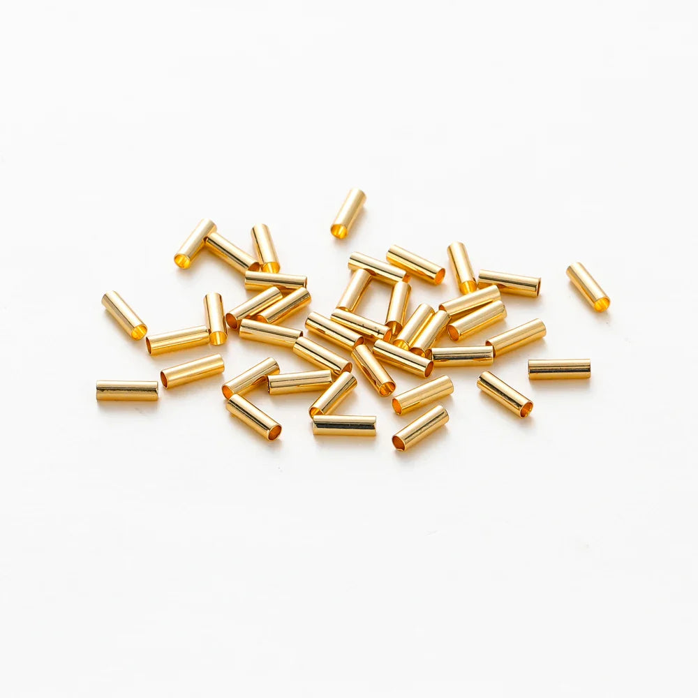 100pcs14K 18K Gold Plated Brass Noodle Tube Cylinder Straight Beads 5 6 7mm Spacer Loose Beads For DIY Bracelet Jewelry Making Vera Lux