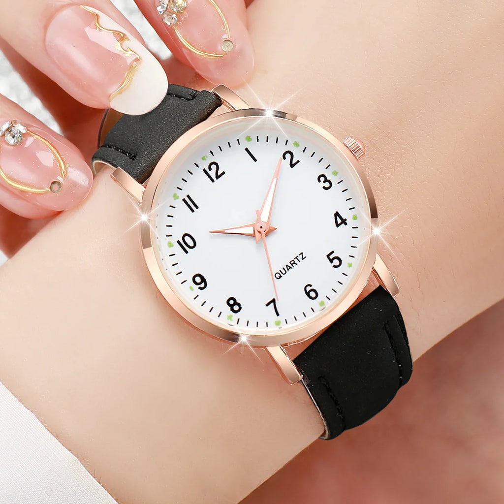 Fashion Women Watches Casual Arabic Dial Ladies Leather Band Quartz Watch Reloj Mujer Girls Clock Gift Vera Lux