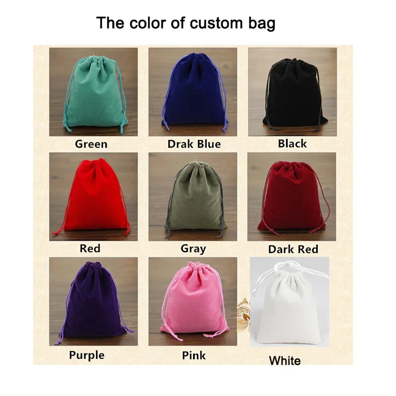 Custom Link Jewelry Drawstring Bags Personalized Logo Printed Pouches Velvet Jewellery Packaging Sack Wedding Favor Bags Vera Lux