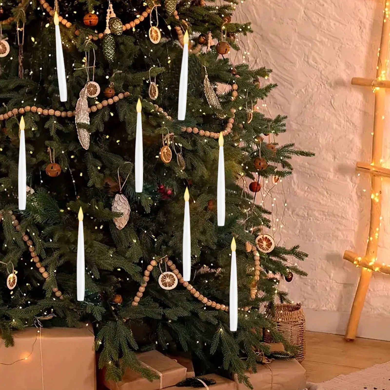 Floating Candles with Wand 12 PCs Magic Hanging Candles Flickering Warm Light Flameless Floating LED Candle Halloween Decoration Vera Lux