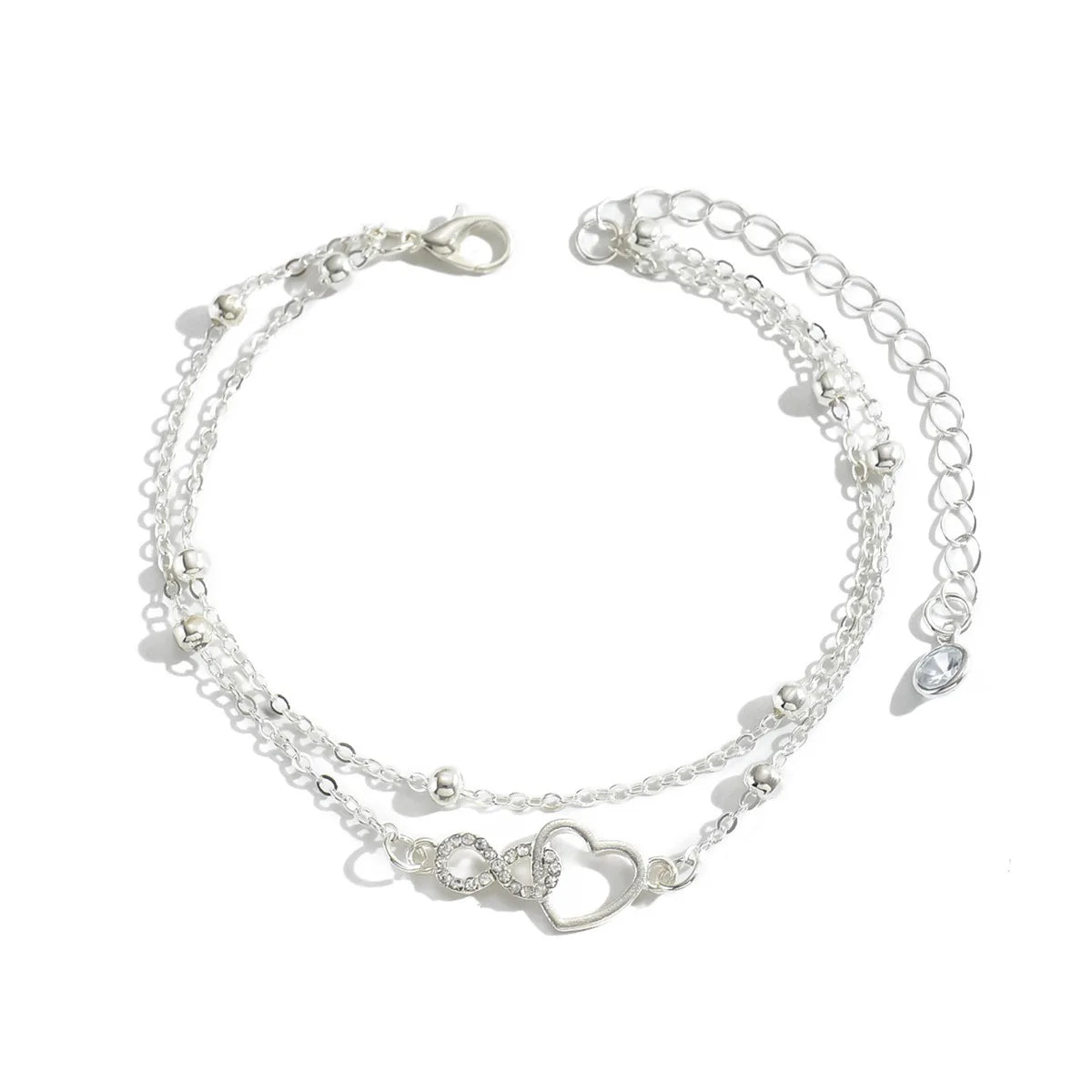 S925 heart-shaped double-layer ankle bracelet, simple and elegant, suitable for daily wear, hypoallergenic Vera Lux