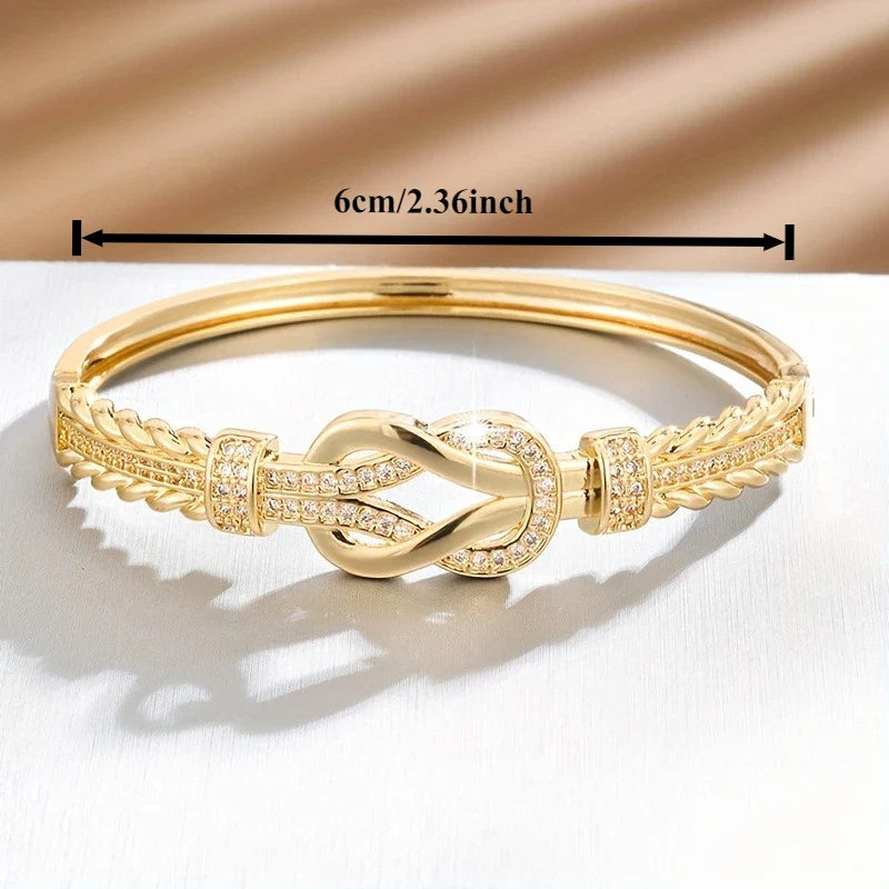 1Pcs Zircon Bangles Elegant And Simple Women's Bracelet Gold Silver Bracelet Cross Buckle Fashion Accessories Vera Lux