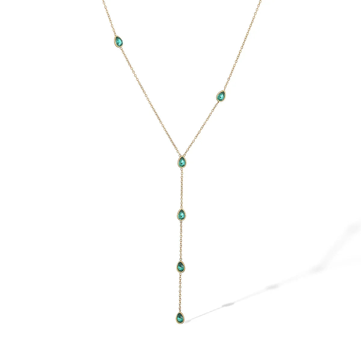 NEWBUY Fashion Gold Color Stainless Steel Choker Necklaces For Women Delicate White/Green/Red CZ Zircon Inlay Jewelry Vera Lux