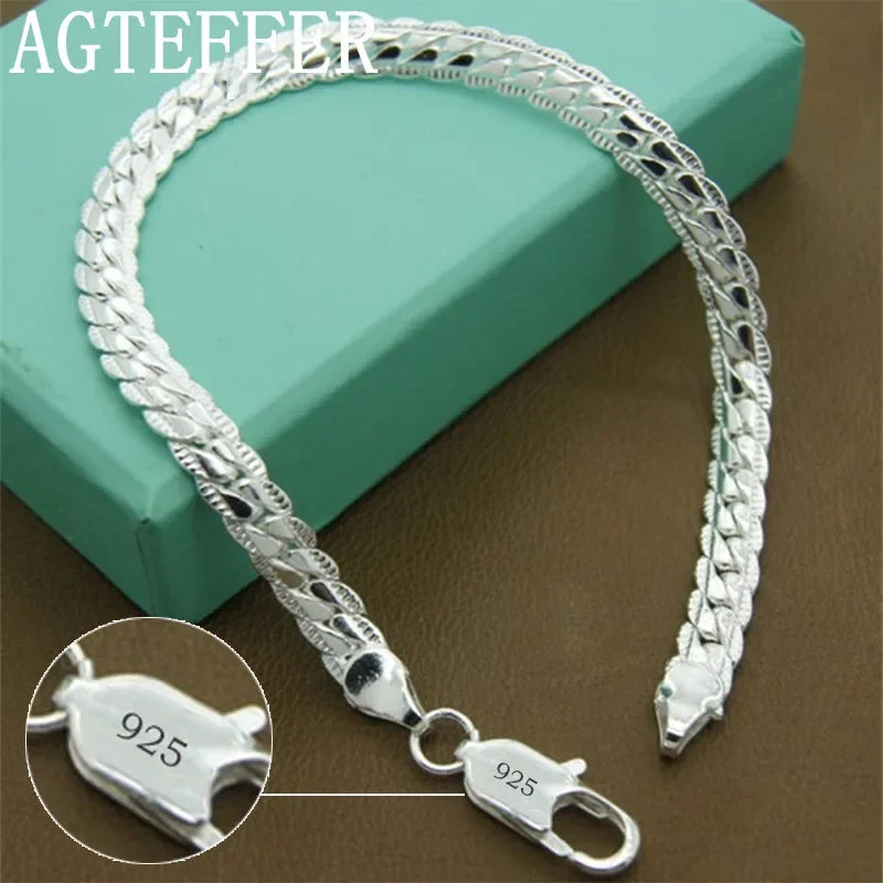 8 Inch 18K Gold Bracelet 5MM Sideways Chain Bracelet For Woman Men Fashion Wedding Engagement 925 Sterling Silver Jewelry Gifts Vera Lux