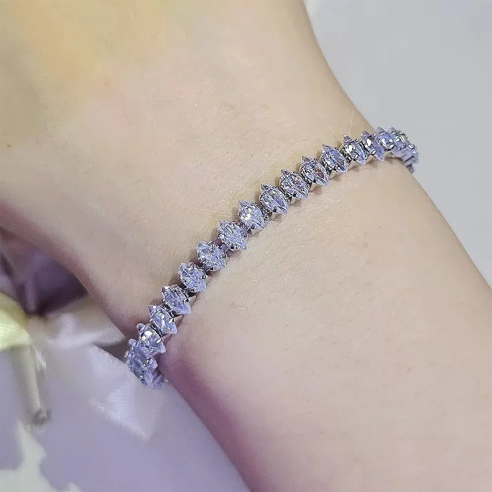 Luxury Roman Crystal Geometric Chain Bracelets for Women Trendy Goth Full Rhinestone Marquise Charm Tennis Bracelet Wed Jewelry Vera Lux