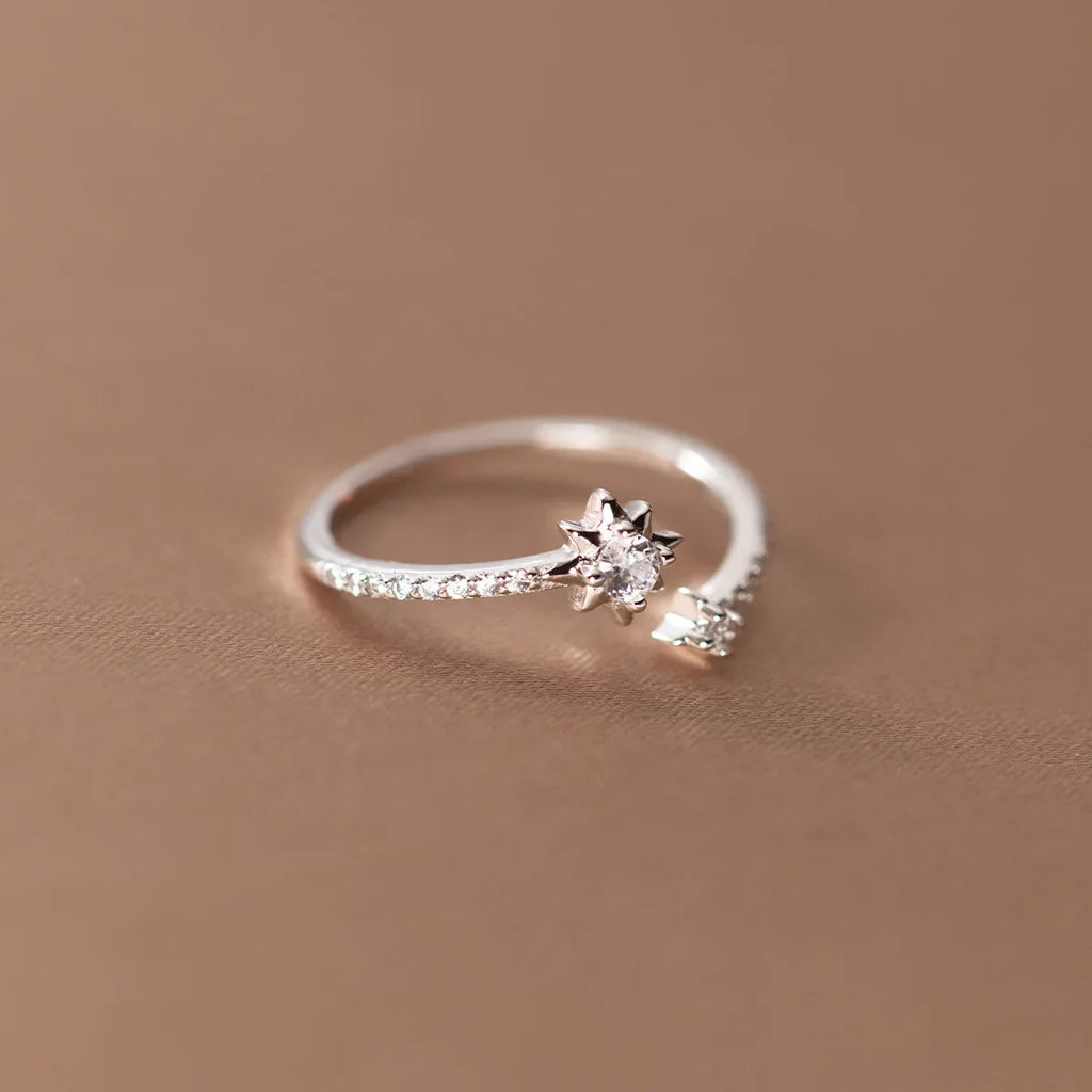 925 Sterling Silver Zircon Star Adjustable Rings For Women High Quality Jewelry Accessories Wholesale  Jewellery Argent 925 Vera Lux