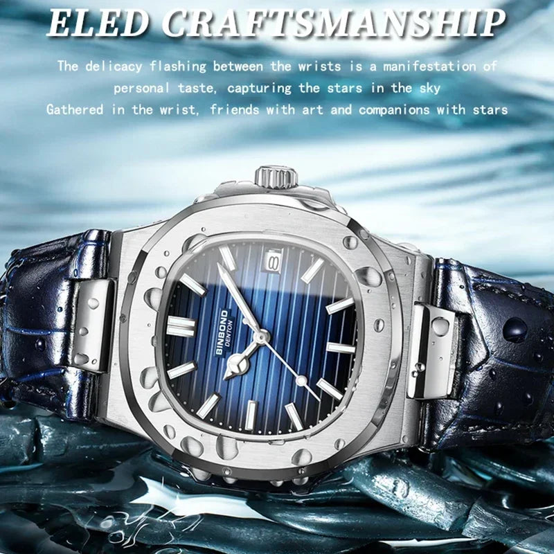 Casual Business New Blue Leather Man Clock Men Luxury Watch Automatic Watches Mens Fashion Quartz Wristwatches Montre Homme 2026 Vera Lux