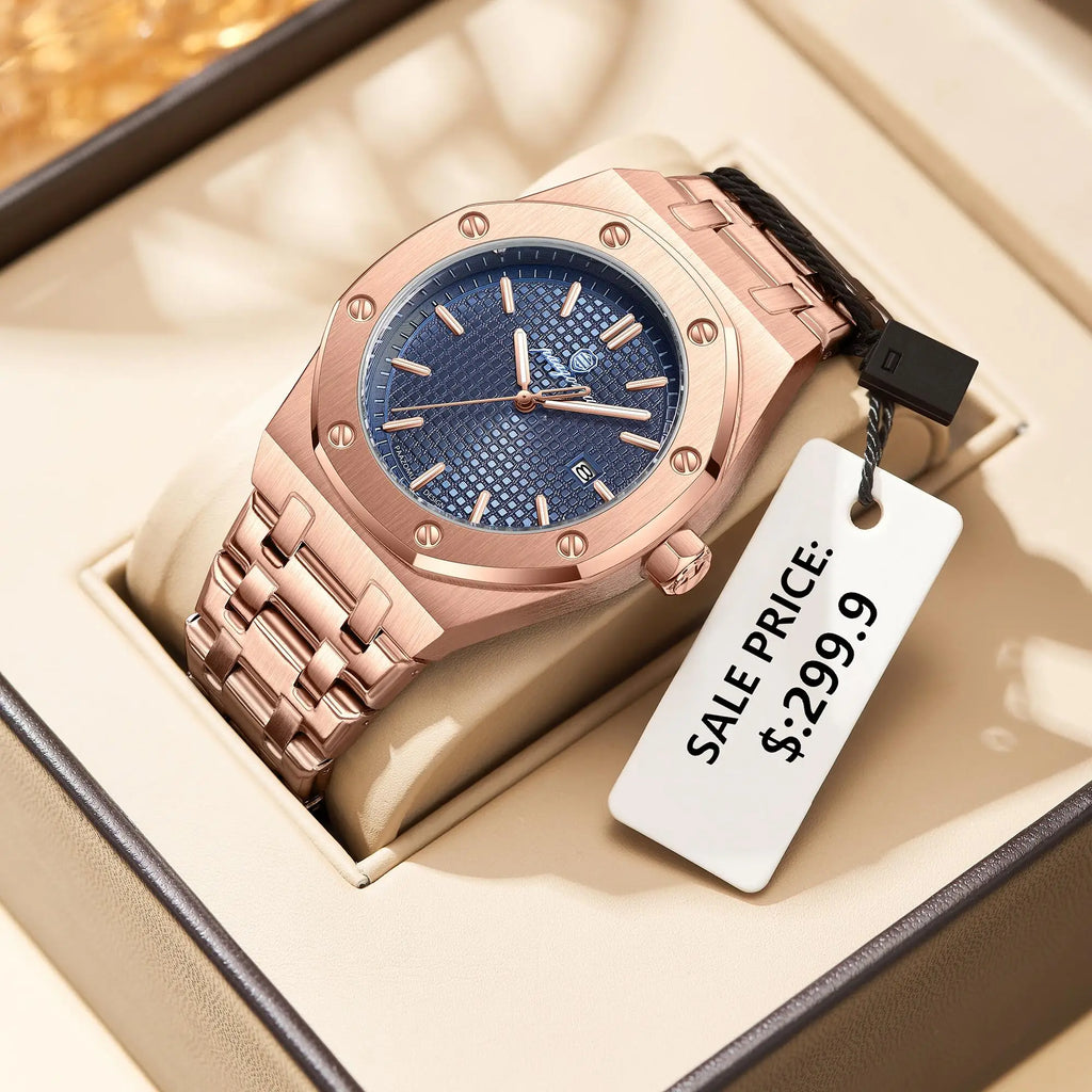 PAAZOMU Original Luxury Men's Watches Date Chronograph Stainless Steel Quartz Watch Waterproof Luminous Fashion Man Wristwatch Vera Lux