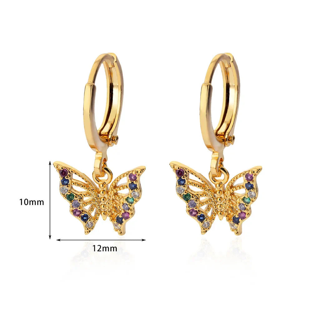 Zircon Butterfly Pendientes Earrings for Women Stainless Steel Gold Color Piercing Earring Girl y2k Jewelry aretes bijoux mujer Vera Lux