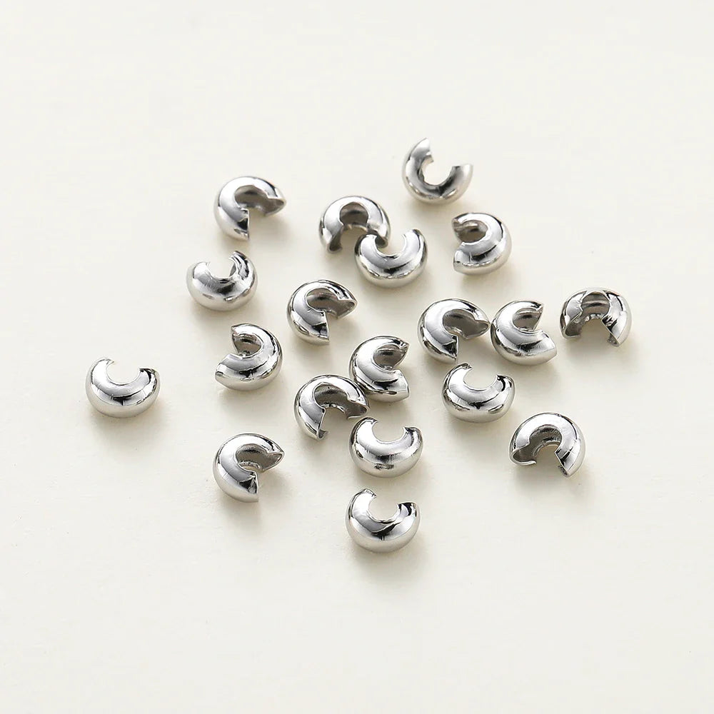 3mm/4mm/5mm 14k 18K Gold Plated Open Crimp Beads Covers Crimp End Beads Stopper Spacer Beads For DIY Jewelry Making Supplies Vera Lux