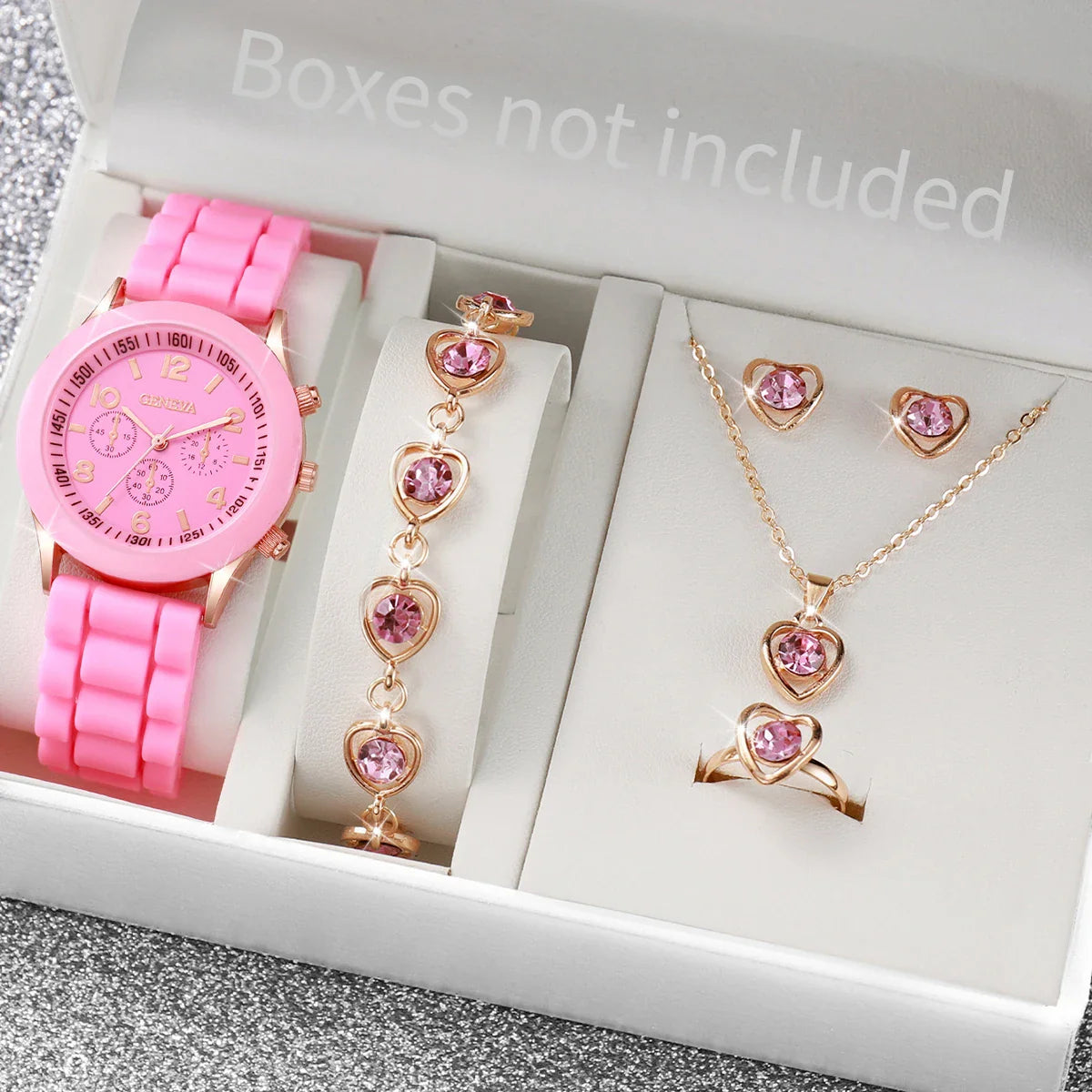 5/6PCS Women Watches Fashion Silicone Band Women Quartz Watches Jewelry Set Reloj Mujer Girls Clock Gift (Without Box) Vera Lux