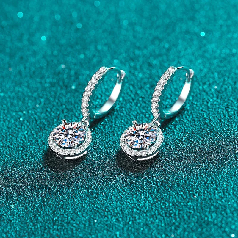 NeeTim 0.5ct 1ct D Color Moissanite Drop Earrings Orginal 925 Sterling Silver Earring for Women Sparkling Wedding Luxury Jewelry Vera Lux