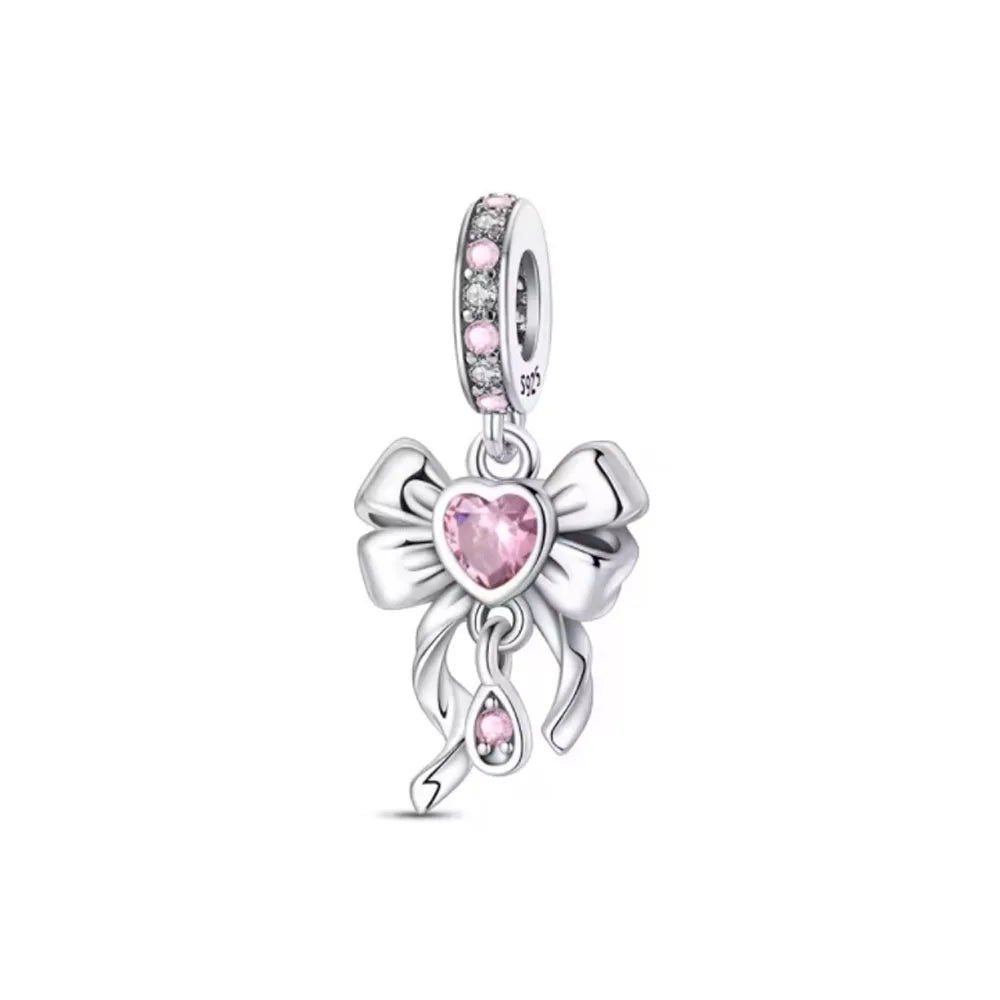 2026 Spring Pink Series Ballon Butterfly Flower Pendant Fit S925 European 925 Sterling Silver Bracelet Bangles Necklace Vera Lux