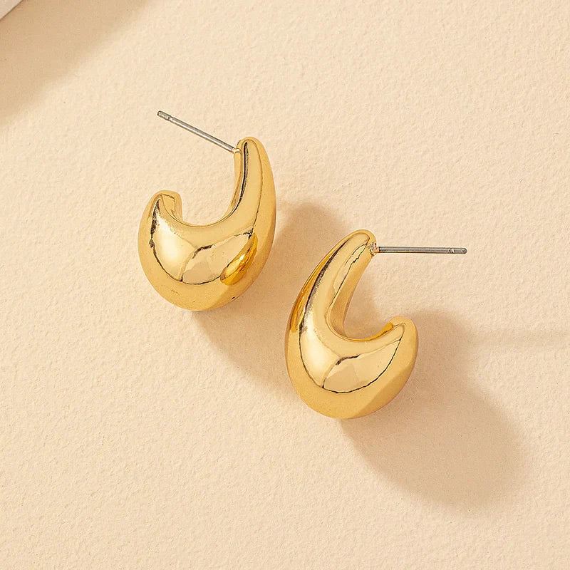 Vintage Chunky Dome Drop Earrings For Women Gold Plated Stainless Steel Thick Teardrop Earring Statement Wedding Jewelry Gifts Vera Lux