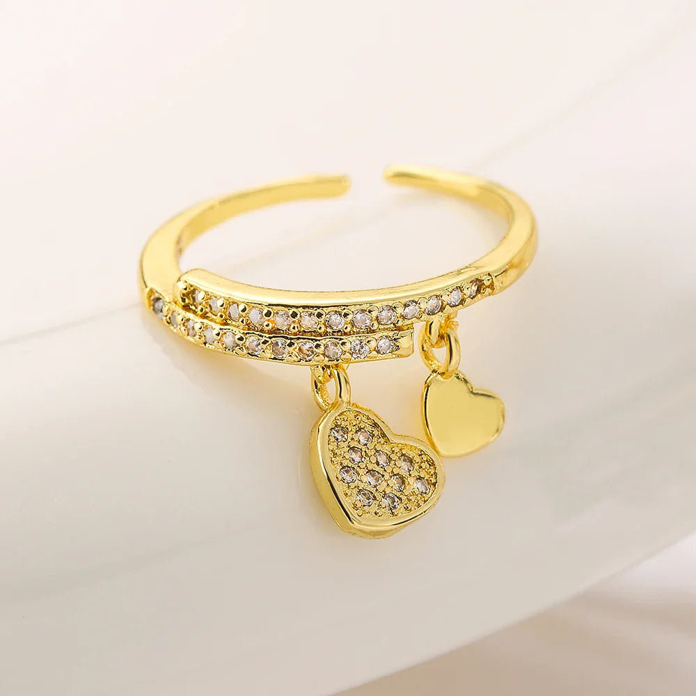 NEWBUY Unique Design Heart Lock Love Open Rings For Women Girl Gold Color High Quality Engagement Jewelry Femme Bijoux Vera Lux